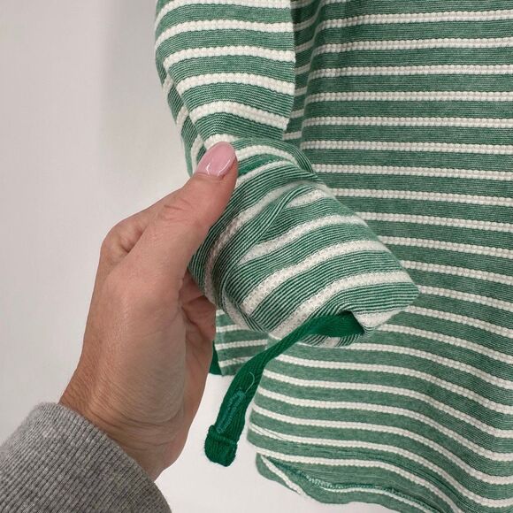 Lands' End Women’s Kelly Green Striped LS Top‎ W/ Chest Pocket Textured Size L - Picture 6 of 8